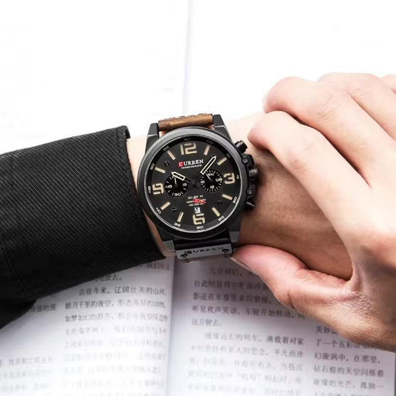 Luxury Curr leather strap Watch