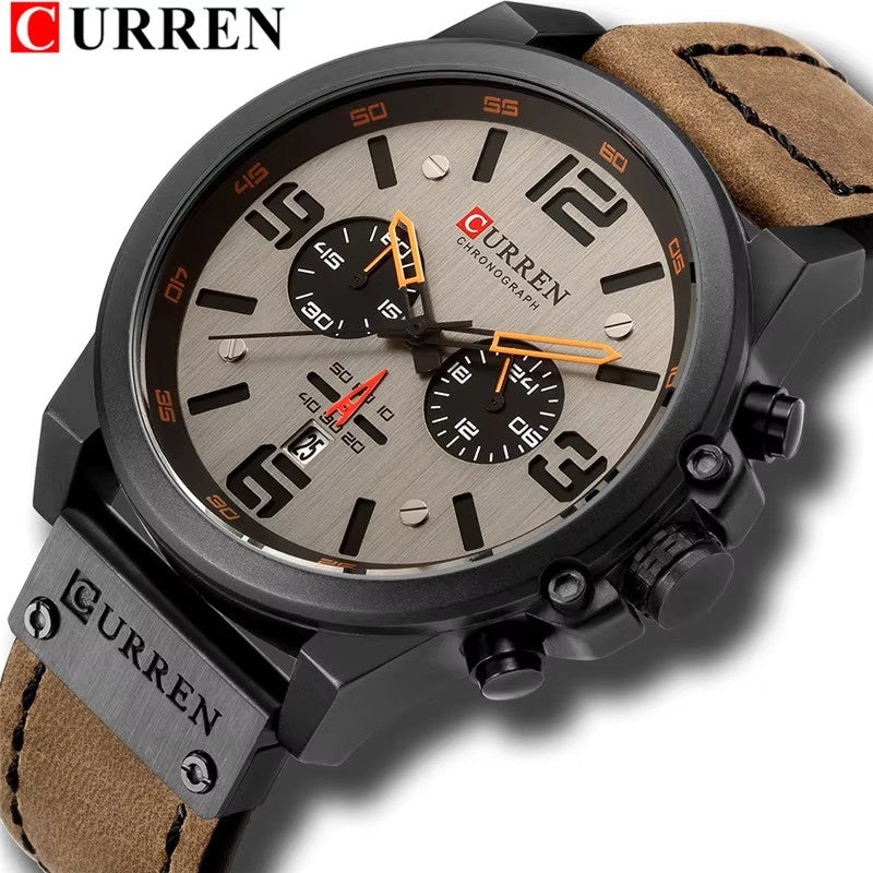 Luxury Curr leather strap Watch