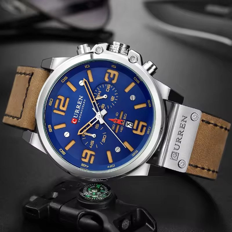 Luxury Curr leather strap Watch